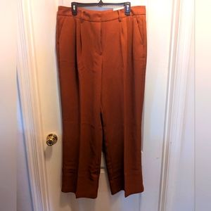 NWT Nine West Burnt Orange High Waisted Pleated Trousers, Sz 16